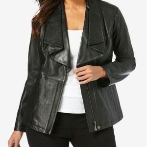 Drape-Front Leather Jacket